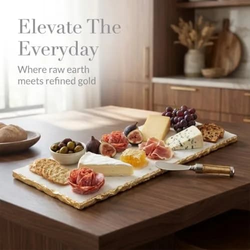 Mud Pie Marble Tray Serving Platter | Elegant Marble Riser for Kitchen & Entertaining thumbnail 2