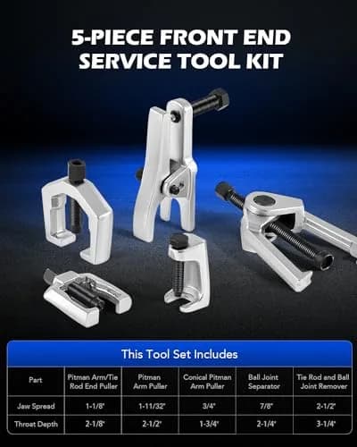 Orion Motor Tech Ball Joint Separator, Tie Rod End Tool Set, Pitman Arm Puller | Heavy-Duty Alloy, 5 Tools, Portable Case thumbnail 2
