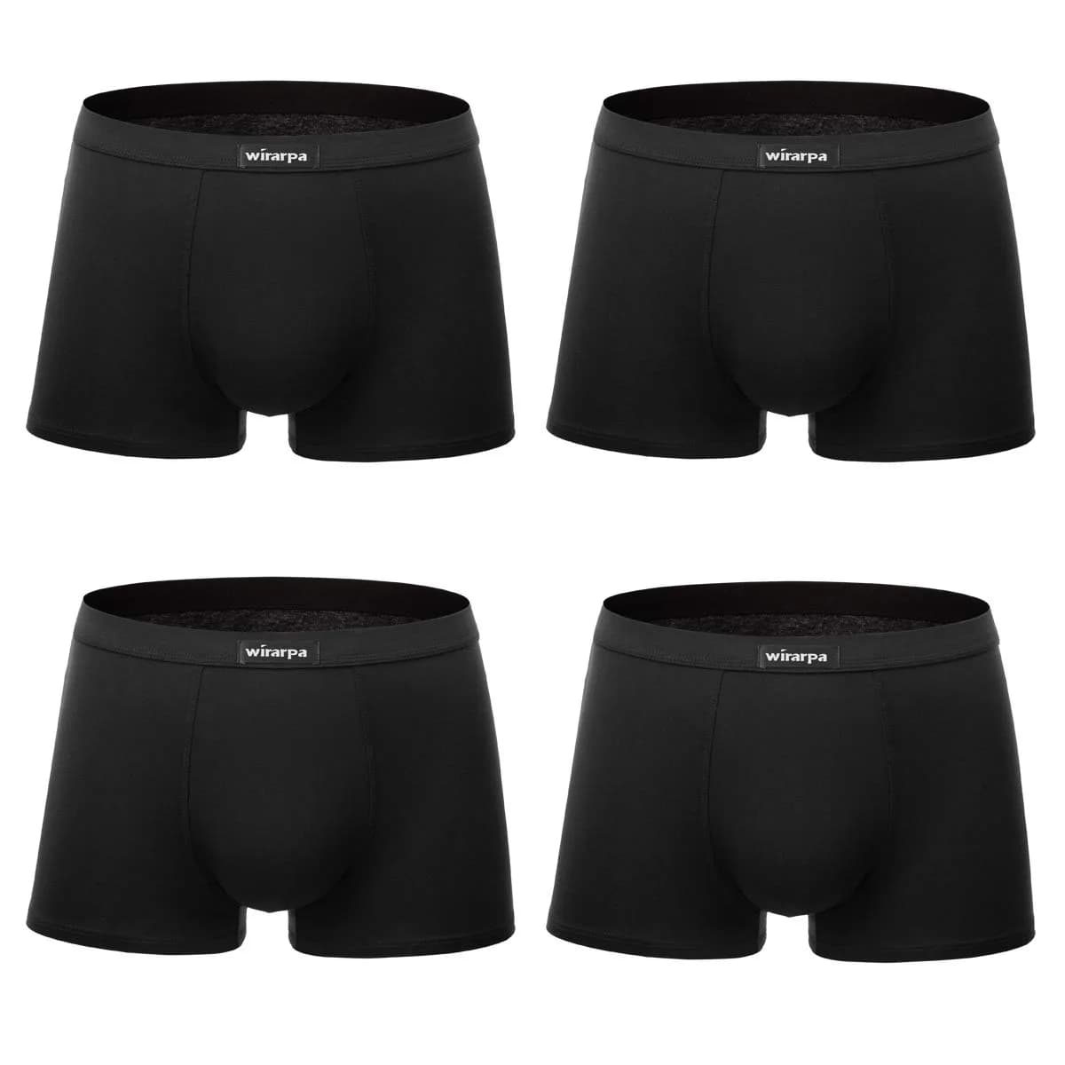 wirarpa Men's Black Micro Modal Trunk 4 Pack | Ultra Soft Breathable Underwear for Men