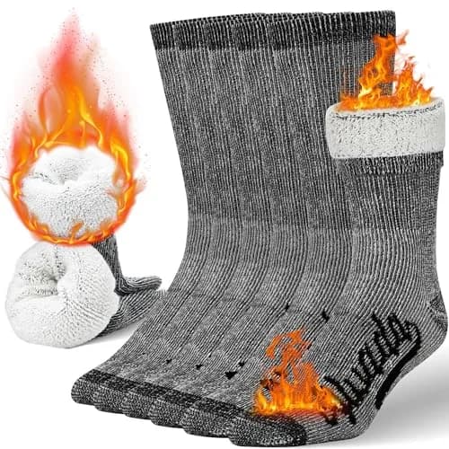 Alvada Merino Wool Hiking Socks Thermal Warm Crew Winter Boot Sock 3 Pairs SM thumbnail 1