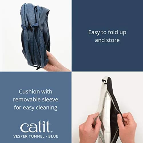 Catit Vesper Cat Tunnel, Cat Toy, Blue, 41995 | Collapsible, Washable & Snag-Resistant thumbnail 4