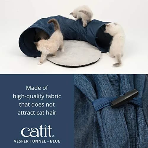 Catit Vesper Cat Tunnel, Cat Toy, Blue, 41995 | Collapsible, Washable & Snag-Resistant thumbnail 2
