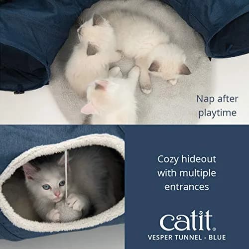 Catit Vesper Cat Tunnel, Cat Toy, Blue, 41995 | Collapsible, Washable & Snag-Resistant thumbnail 3