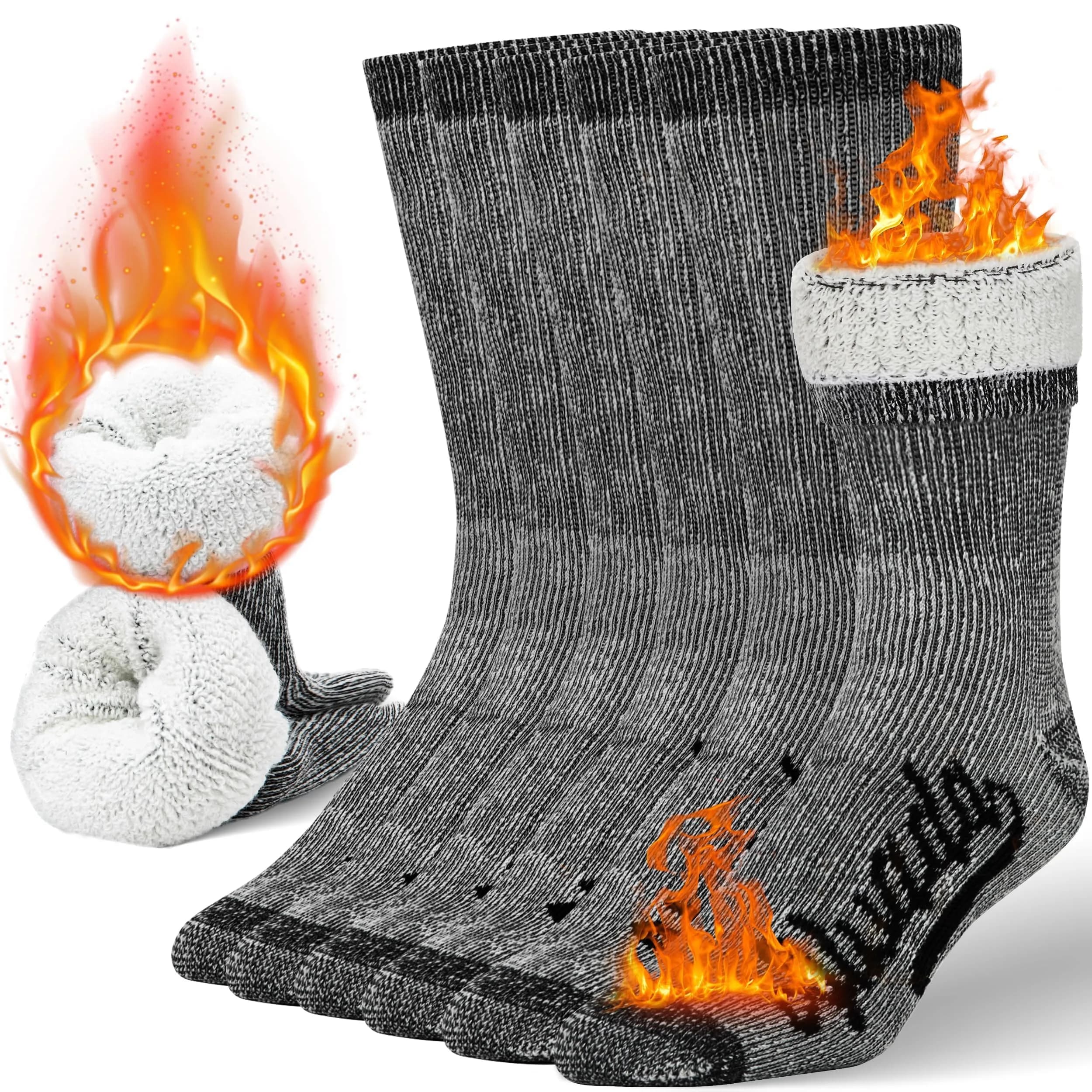 Alvada Merino Wool Hiking Socks Thermal Warm Crew Winter Boot Sock 3 Pairs ML | Breathable & Itch-Free
