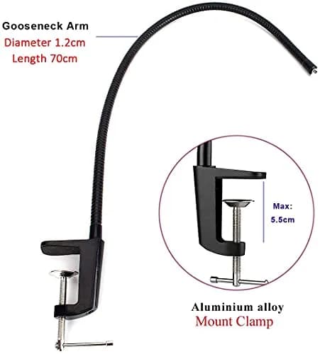 Etubby Webcam Stand Holder 27" Adjustable Gooseneck Desk Clamp Mount for Logitech Webcam C925X, C922, C930e, C930, C920, C615, Etc. (1/4" Threaded) thumbnail 4