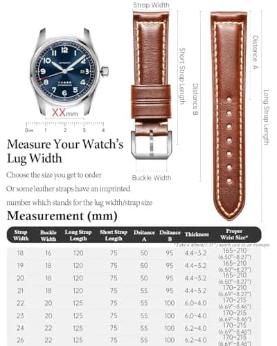 REZERO Leather Watch Bands Thickened Vintage Strap 20mm | Classic Oil-Waxed Leather for Men & Women thumbnail 3
