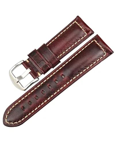 REZERO Leather Watch Bands Thickened Vintage Strap 20mm | Classic Oil-Waxed Leather for Men & Women thumbnail 2