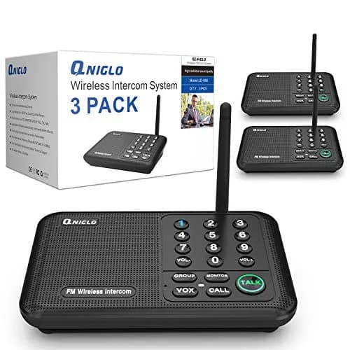 QNIGLO Wireless Intercom System 3 Stations | 5280ft Long Range, 10 Channels, VOX Hands-Free thumbnail 1