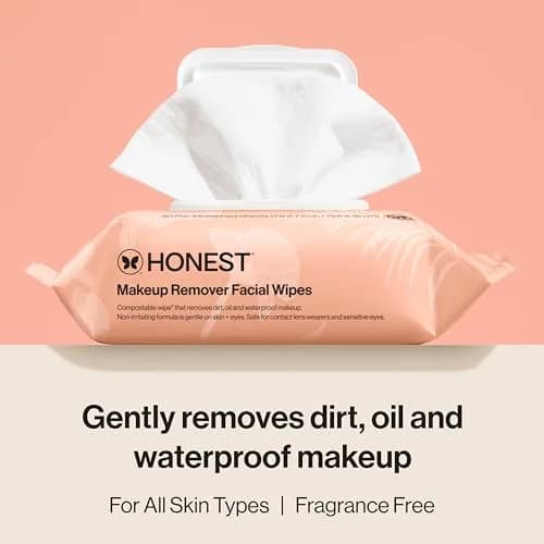Honest Beauty Cleansing Makeup Remover Facial Wipes, Fragrance-Free, 30ct | Gentle, Hypoallergenic, Waterproof Makeup Removal thumbnail 2