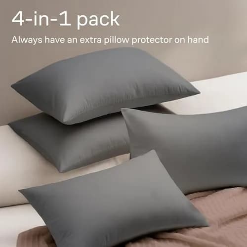 Niagara Sleep Solution Ultra Soft Pillow Protectors with Zipper - King Size - Set of 4 | Breathable Microfiber, Dust & Stain Protection thumbnail 8