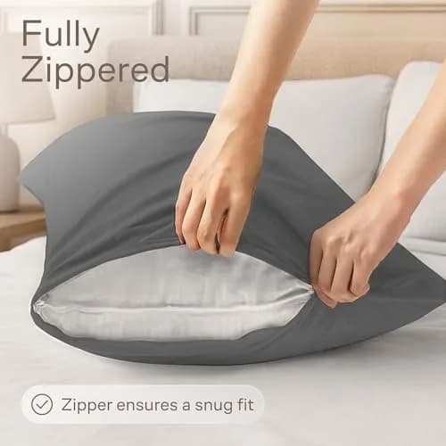 Niagara Sleep Solution Ultra Soft Pillow Protectors with Zipper - King Size - Set of 4 | Breathable Microfiber, Dust & Stain Protection thumbnail 3