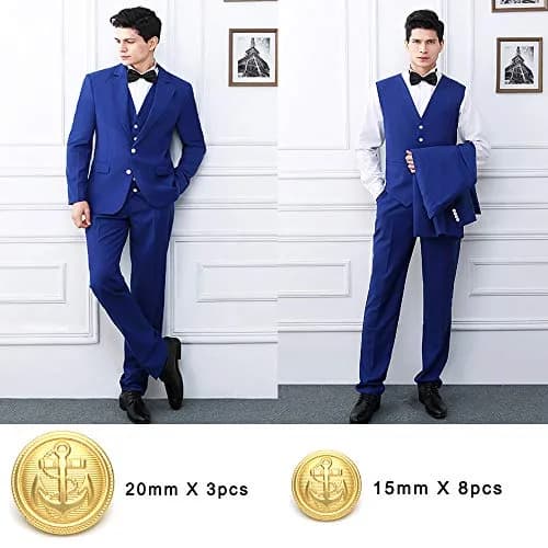 Enosea Gold Metal Blazer & Suit Buttons Set, 11 Pcs (20mm & 15mm) | Premium Sewing Buttons for Coats thumbnail 4