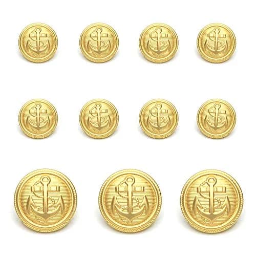 Enosea Gold Metal Blazer & Suit Buttons Set, 11 Pcs (20mm & 15mm) | Premium Sewing Buttons for Coats thumbnail 2