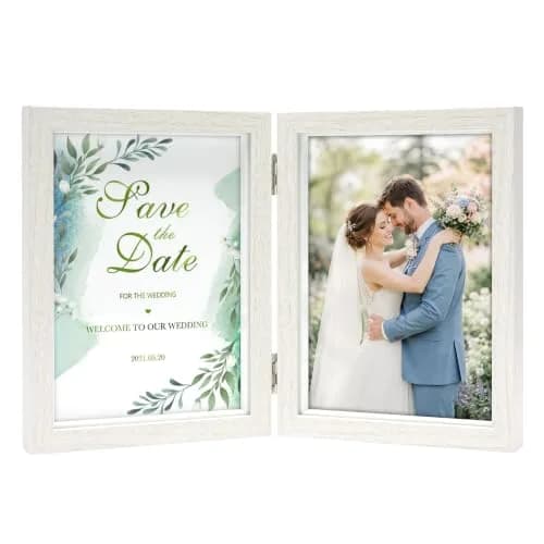 Afuly 5x7 Double Picture Frame White | Wall & Tabletop Display for Home & Office thumbnail 1
