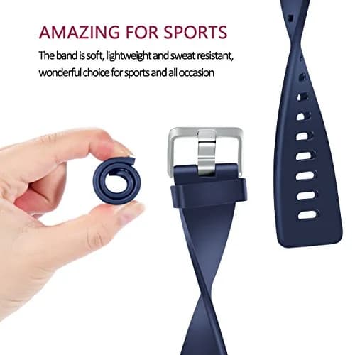 Wepro Sport Bands Compatible with Fitbit Versa 2, Versa Lite, Versa 1 Bands - Soft Silicone Replacement Strap for Women Men - Navy Blue, Small (5.5"-7.2") | Adjustable & Sweat-Resistant thumbnail 4