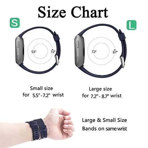 Wepro Sport Bands Compatible with Fitbit Versa 2, Versa Lite, Versa 1 Bands - Soft Silicone Replacement Strap for Women Men - Navy Blue, Small (5.5"-7.2") | Adjustable & Sweat-Resistant thumbnail 6