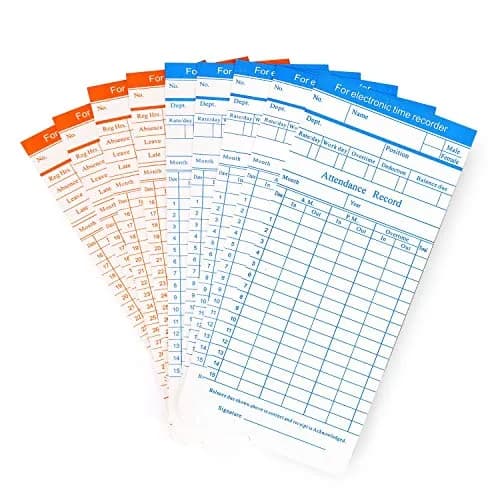 Flexzion Monthly Time Cards 270 Pack | 7.4 x 3.3 Inch Blue/Orange 6-Column Electronic Time Clock Cards thumbnail 1