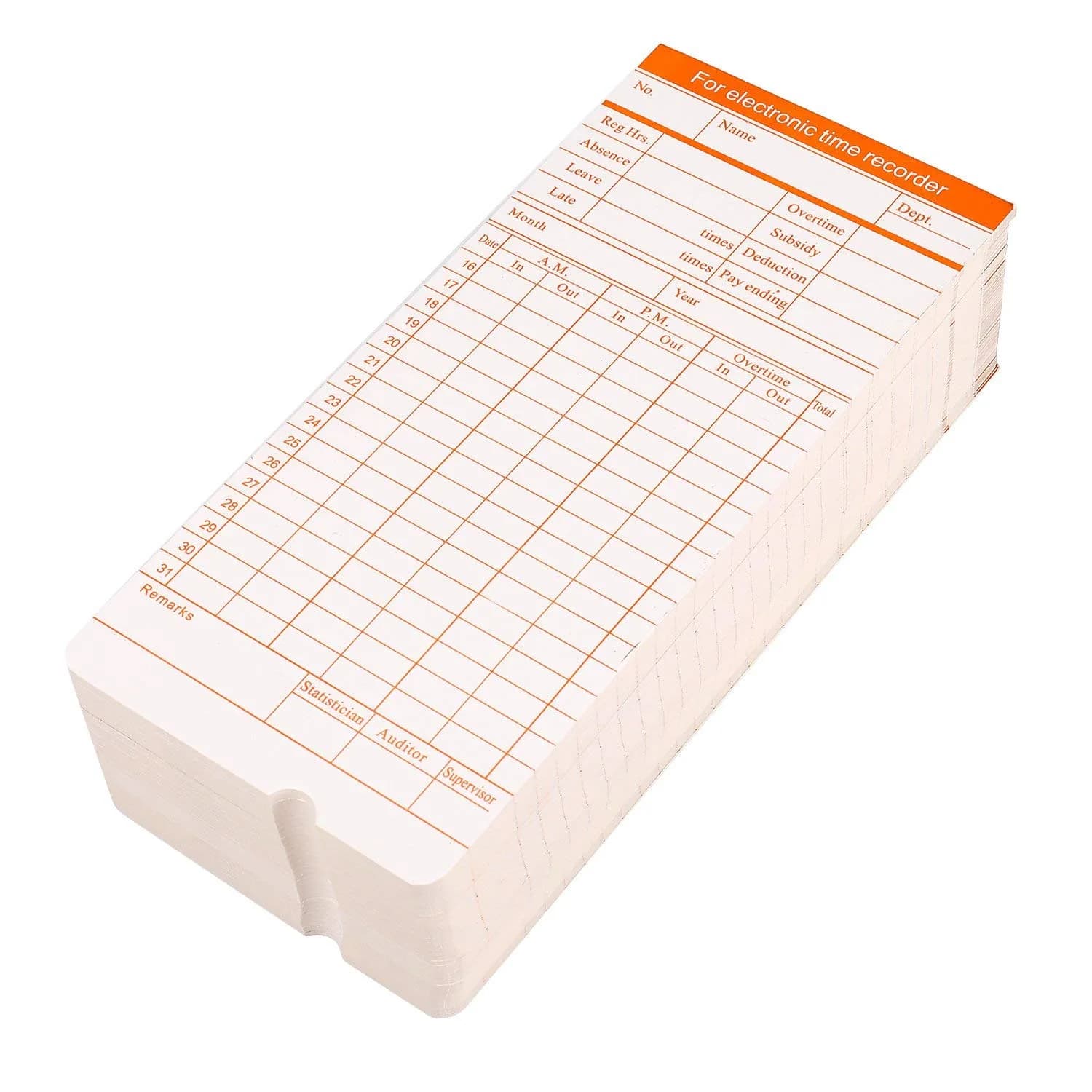 Flexzion Monthly Time Cards 270 Pack | 7.4 x 3.3 Inch Blue/Orange 6-Column Electronic Time Clock Cards - view 4