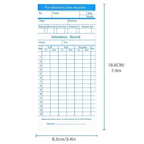 Flexzion Monthly Time Cards 270 Pack | 7.4 x 3.3 Inch Blue/Orange 6-Column Electronic Time Clock Cards thumbnail 6