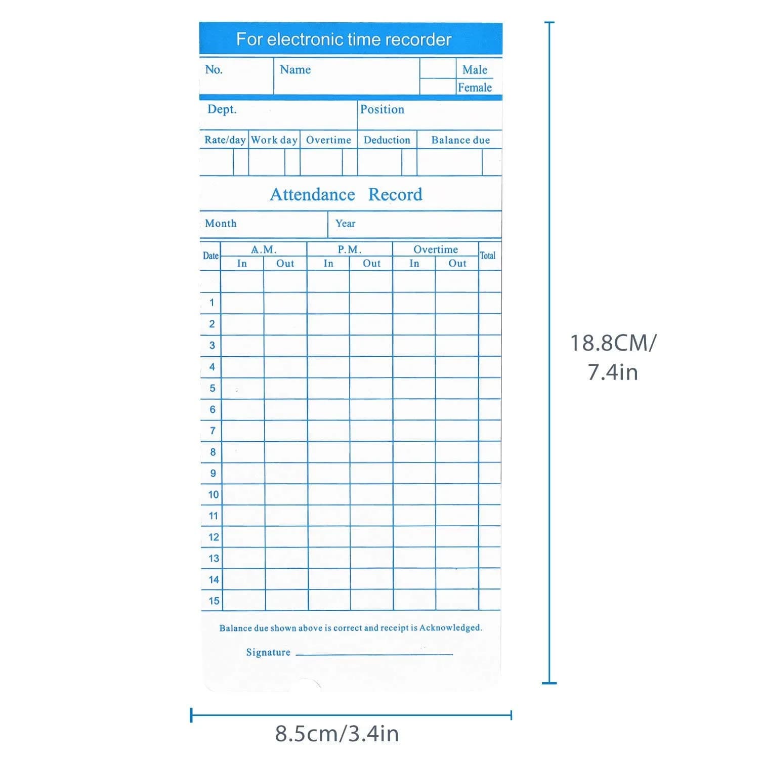 Flexzion Monthly Time Cards 270 Pack | 7.4 x 3.3 Inch Blue/Orange 6-Column Electronic Time Clock Cards - view 6