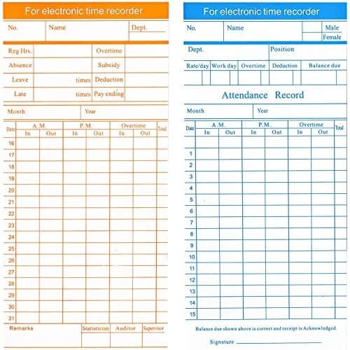 Flexzion Monthly Time Cards 270 Pack | 7.4 x 3.3 Inch Blue/Orange 6-Column Electronic Time Clock Cards thumbnail 2