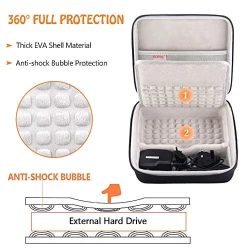 BOVKE Hard Drive Case for Seagate Backup Plus Hub 3.5 Inch HDD | Shockproof EVA Carrying Case with Lanyard thumbnail 3