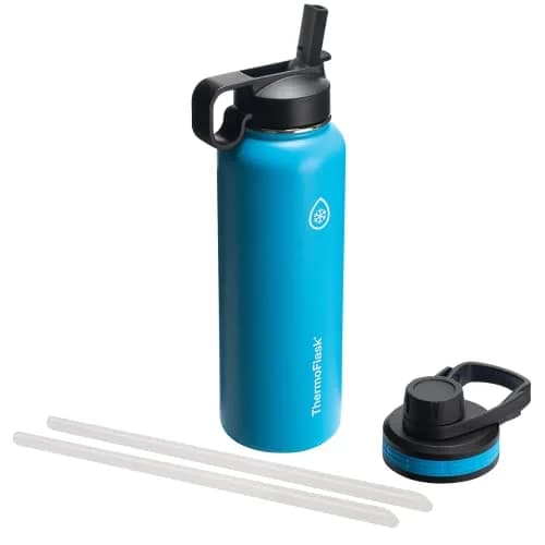 ThermoFlask 40 oz Water Bottle | 1180ml (40 fl oz) Insulated Stainless Steel with Chug & Straw Lids | Keeps Drinks Cold 24 hr, Hot 12 hr thumbnail 1
