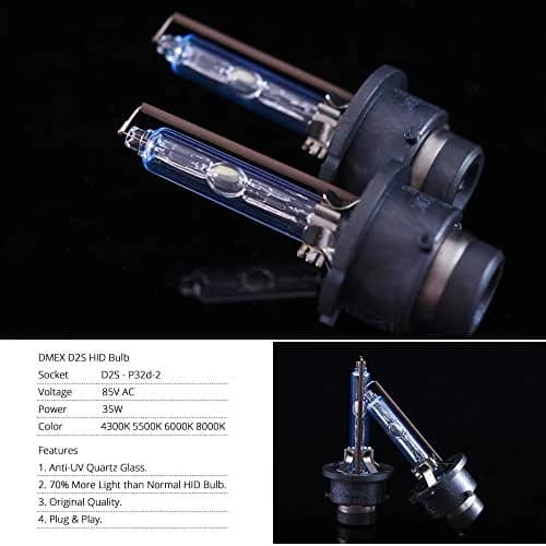DMEX D2S HID Headlight Bulbs 6000K Cool White | 35W Xenon Replacement Pack of 2 thumbnail 7