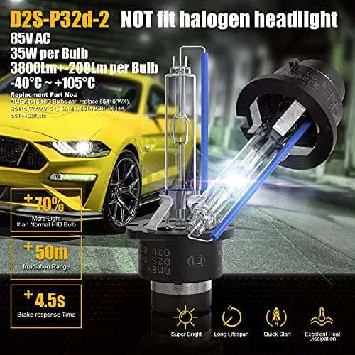 DMEX D2S HID Headlight Bulbs 6000K Cool White | 35W Xenon Replacement Pack of 2 thumbnail 3