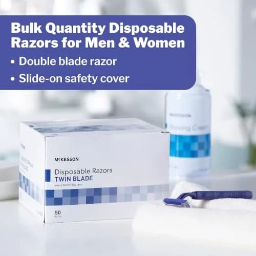 McKesson Disposable Razors, Blue, Stainless Steel, 50 Count | Safe, Hygienic & Travel Ready (70-120 chars) thumbnail 5