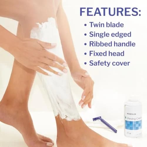 McKesson Disposable Razors, Blue, Stainless Steel, 50 Count | Safe, Hygienic & Travel Ready (70-120 chars) thumbnail 3