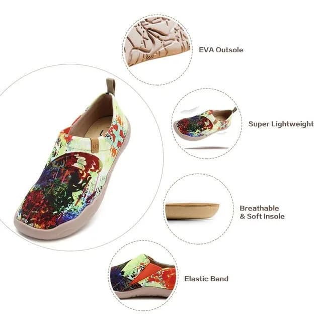 UIN Women's Art Painted Canvas Slip-On Shoes 10 | Artistic Travel Footwear with Comfort thumbnail 10