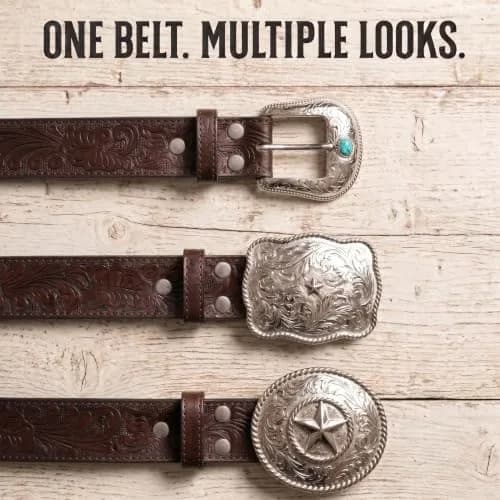 BC Belts Western Leather Belt Strap 1.5” Wide Embossed Scrollwork Brown XXL | Classic Western Style thumbnail 4