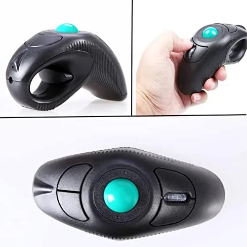 EIGIIS Wireless 2.4G USB Ergonomic Trackball Handheld Finger Mouse | Ambidextrous, 800/1200/1400/1600 DPI, Black thumbnail 4