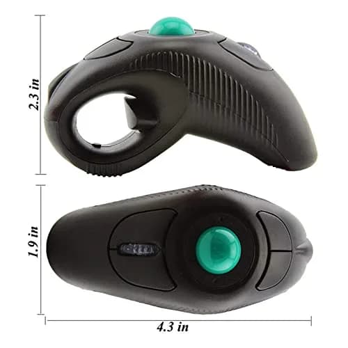 EIGIIS Wireless 2.4G USB Ergonomic Trackball Handheld Finger Mouse | Ambidextrous, 800/1200/1400/1600 DPI, Black thumbnail 6