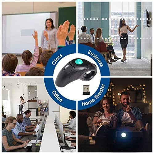 EIGIIS Wireless 2.4G USB Ergonomic Trackball Handheld Finger Mouse | Ambidextrous, 800/1200/1400/1600 DPI, Black thumbnail 2