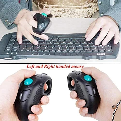 EIGIIS Wireless 2.4G USB Ergonomic Trackball Handheld Finger Mouse | Ambidextrous, 800/1200/1400/1600 DPI, Black thumbnail 3