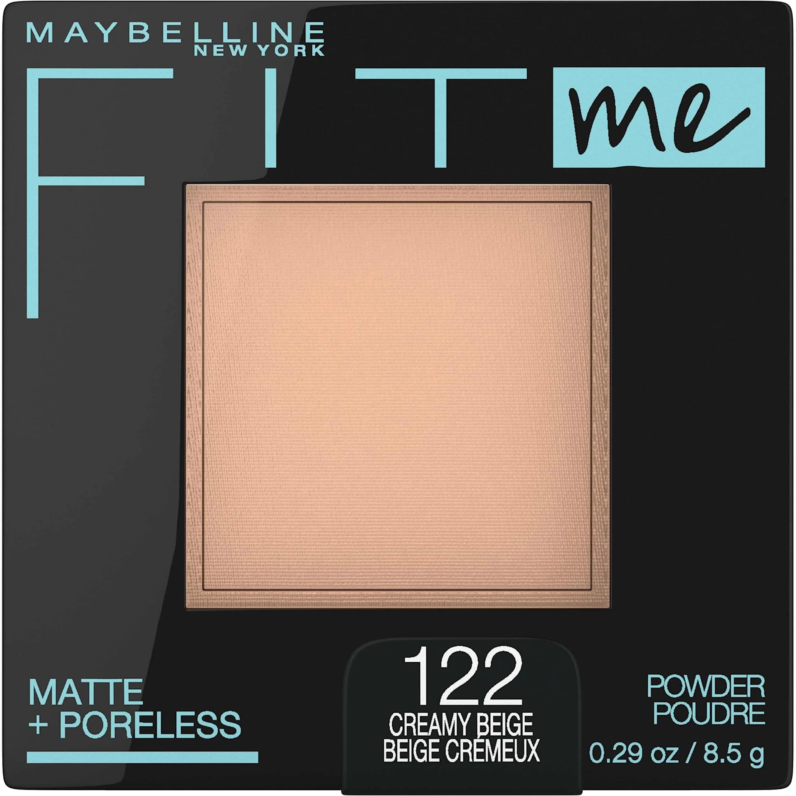 Maybelline Fit Me Matte + Poreless Pressed Powder - 122 Creamy Beige, 8g | Controls Shine for Oily Skin - main product image