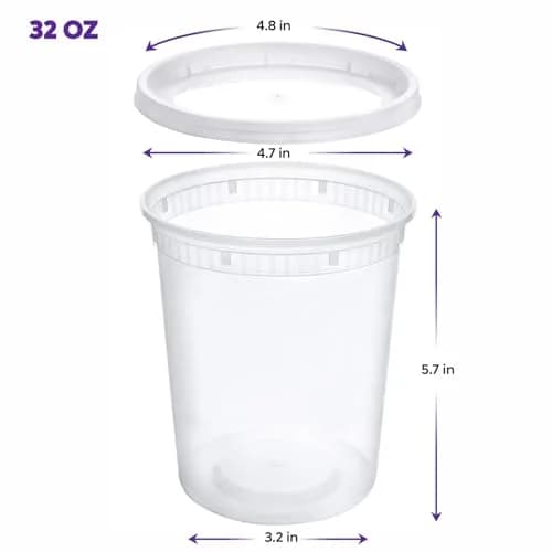 Pantry Value 32 oz (946 ml) Round Food Storage Deli Containers with Lids [24 Sets] | Airtight & Leak-Proof for Meal Prep & Leftovers thumbnail 2