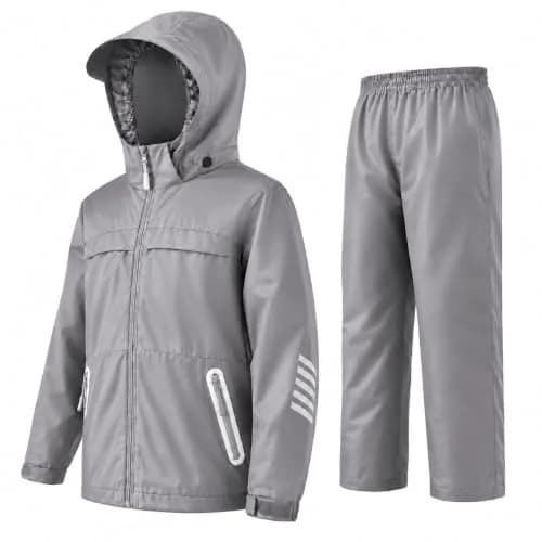 SWISSWELL Kids Rain Gear Youth Boys Rain Jacket Pants Grey 8-10 Yr | Waterproof, Breathable & Reflective thumbnail 1