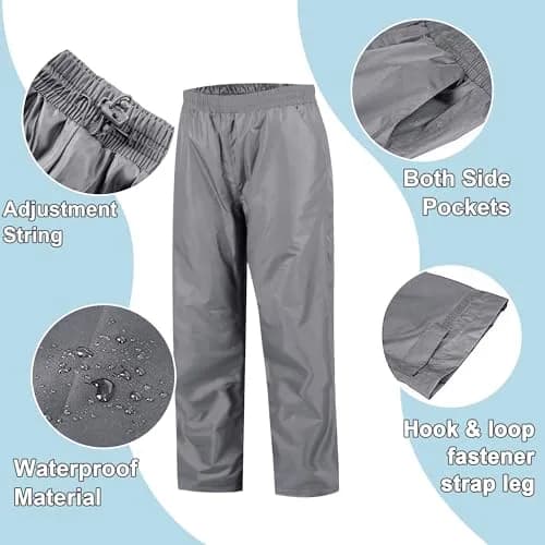 SWISSWELL Kids Rain Gear Youth Boys Rain Jacket Pants Grey 8-10 Yr | Waterproof, Breathable & Reflective thumbnail 4