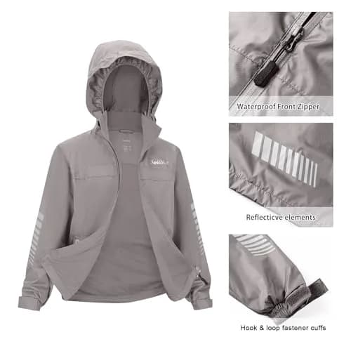 SWISSWELL Kids Rain Gear Youth Boys Rain Jacket Pants Grey 8-10 Yr | Waterproof, Breathable & Reflective thumbnail 3