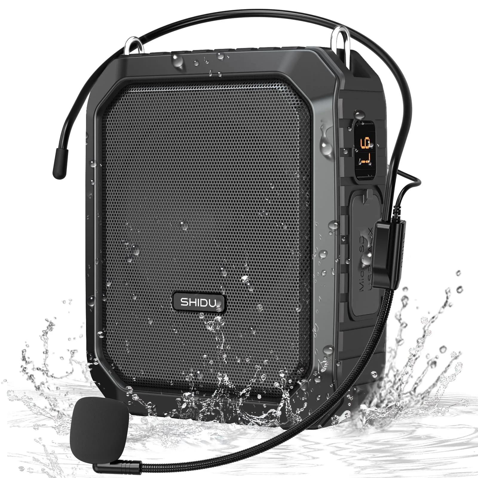 SHIDU Voice Amplifier for Teacher with Portable Microphone Waterproof | 18W Bluetooth Speaker, 4400mAh Battery, IPX5 Waterproof, Microphone Headset