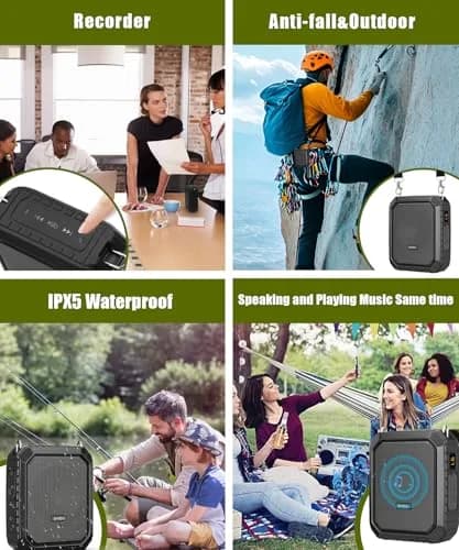 SHIDU Voice Amplifier for Teacher with Portable Microphone Waterproof | 18W Bluetooth Speaker, 4400mAh Battery, IPX5 Waterproof, Microphone Headset thumbnail 7