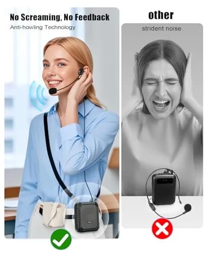 SHIDU Voice Amplifier for Teacher with Portable Microphone Waterproof | 18W Bluetooth Speaker, 4400mAh Battery, IPX5 Waterproof, Microphone Headset thumbnail 3