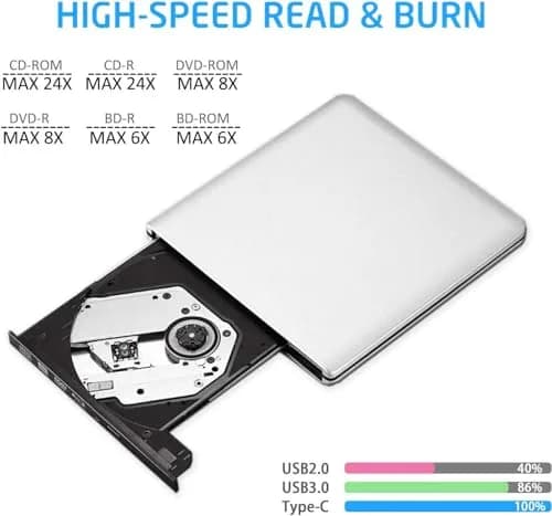 Y-NX Optical Disc Drive USB C & USB 3.0 Blu-ray Player 15x14.2x1.4cm | Supports 3D Blu-ray, DVD & CD (70-120c) thumbnail 6