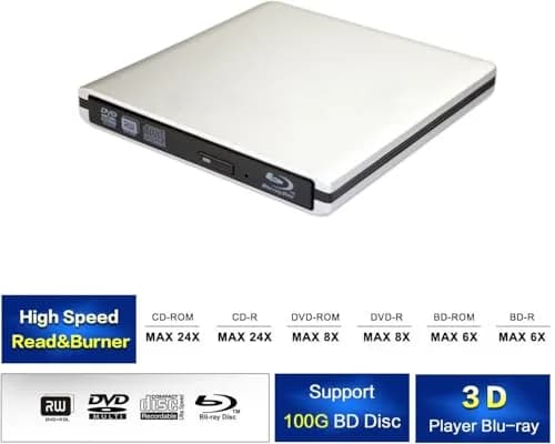 Y-NX Optical Disc Drive USB C & USB 3.0 Blu-ray Player 15x14.2x1.4cm | Supports 3D Blu-ray, DVD & CD (70-120c) thumbnail 2