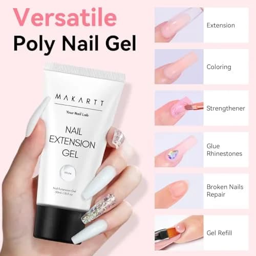 Makartt White Poly Nail Gel 50ML (1.7 Fl Oz) | Professional Gel Builder for Nail Art thumbnail 2