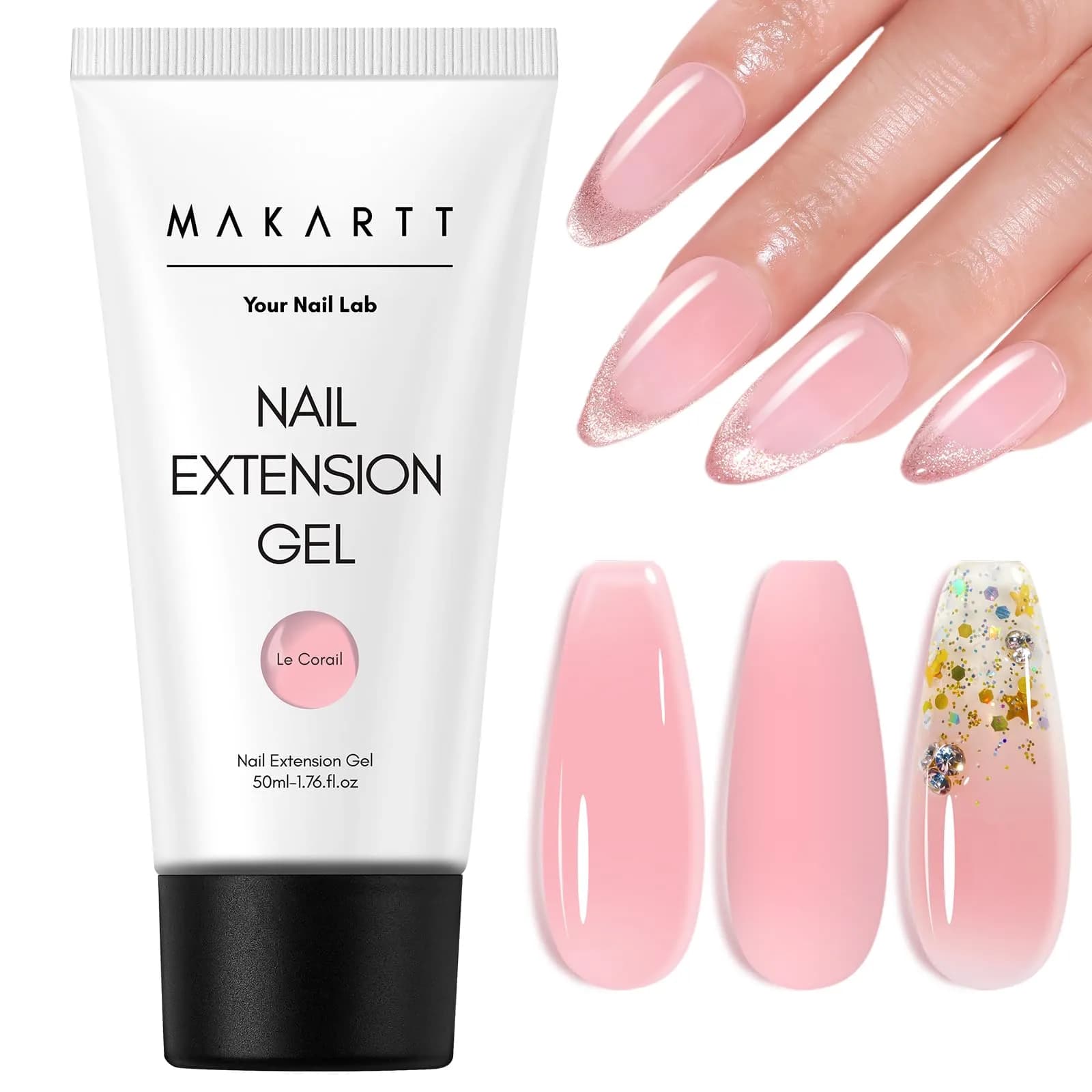 Makartt Poly Nail Gel 50ML Natural Pink Gel Builder | Thick Formula for Easy Sculpting - main product image