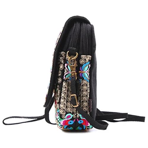 SILKAREA Embroidered Crossbody Bag for Women | Mini Handbag with Adjustable Strap (7.4 in) | Stylish Canvas Wallet thumbnail 5